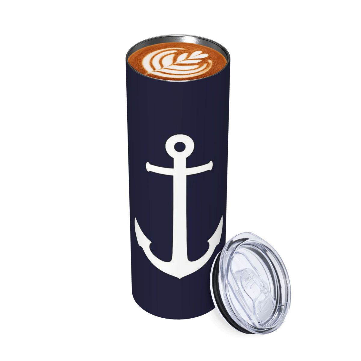 Tumbler 20Oz White - 흰색 앵커 무늬 네이비 블루 스테인리스