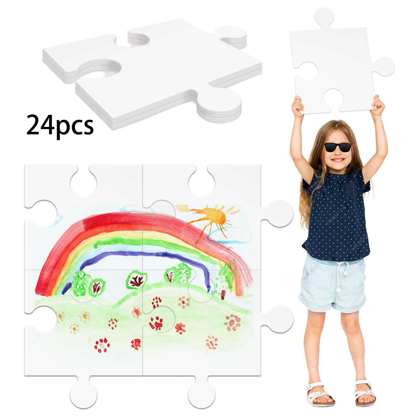 Puzzle Blank White - 24개입 흰색 판지 빈 조각 퍼즐