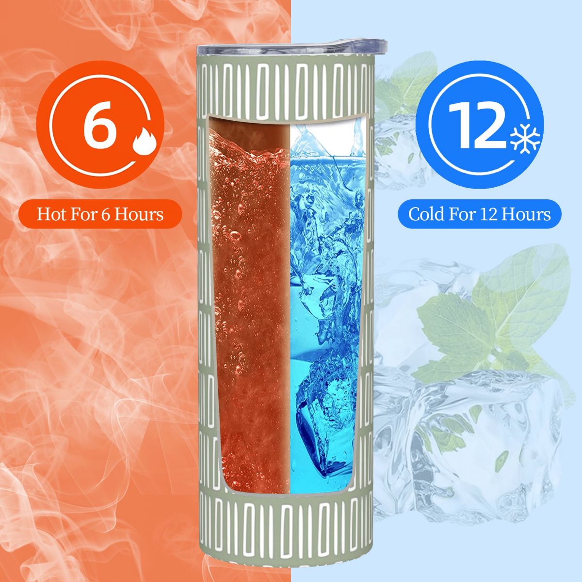 트라이벌 보헤미안 추상 패턴, 녹색과 흰색 스테인리스  - Tumbler 20Oz White 리뷰 및 가격